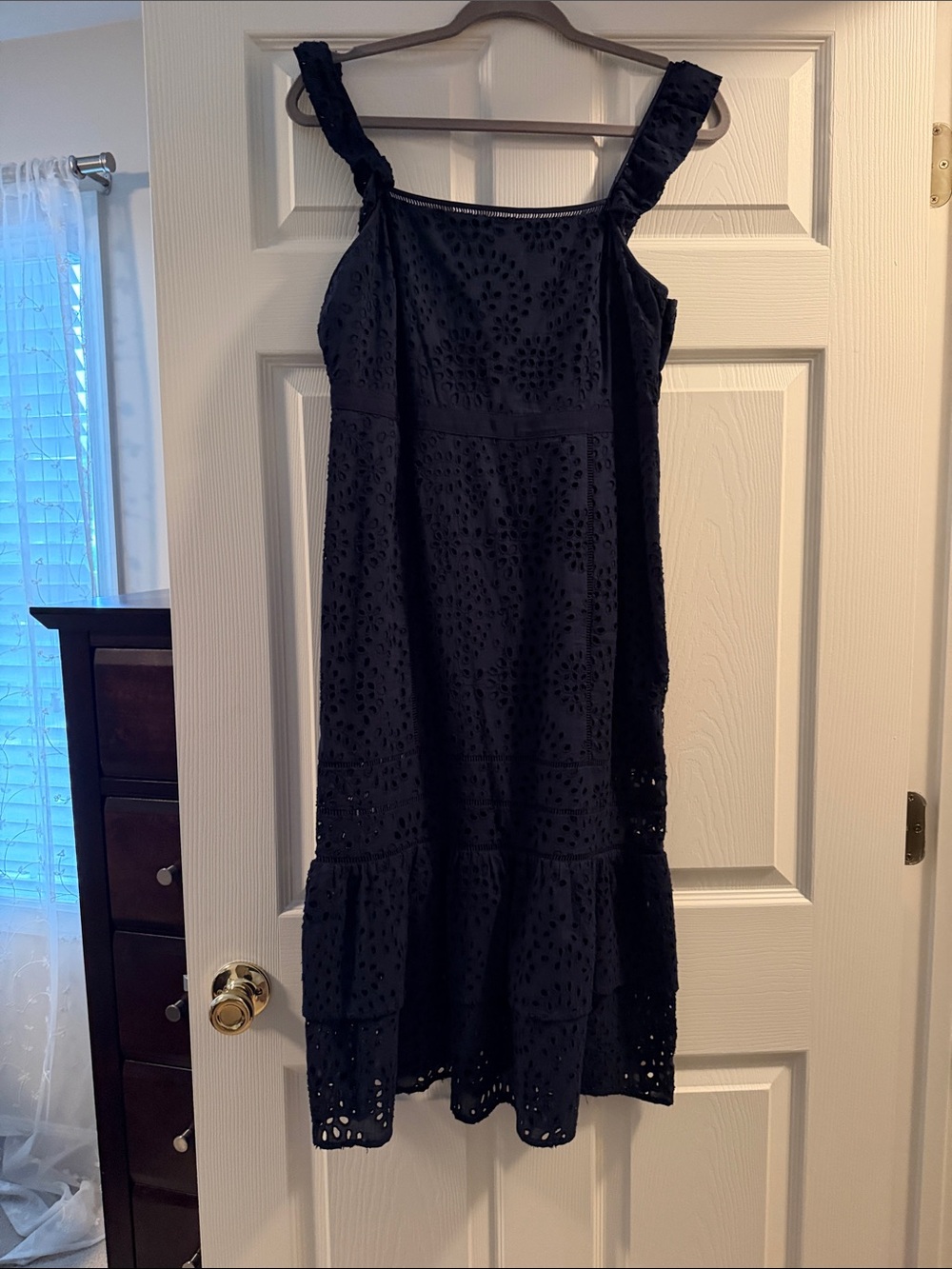 Banana Republic Navy Blue Eyelet Midi Dress